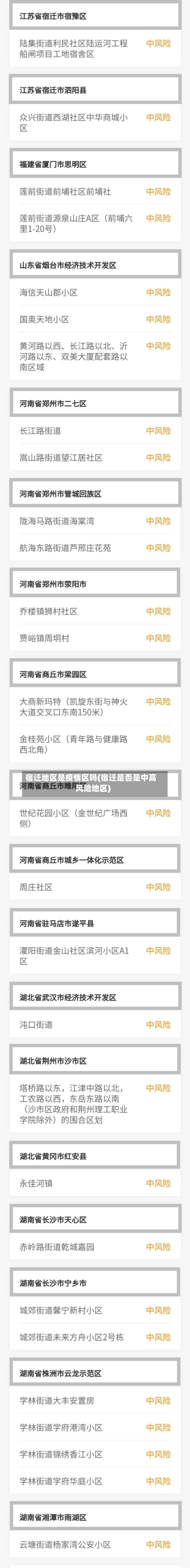 宿迁地区是疫情区吗(宿迁是否是中高风险地区)