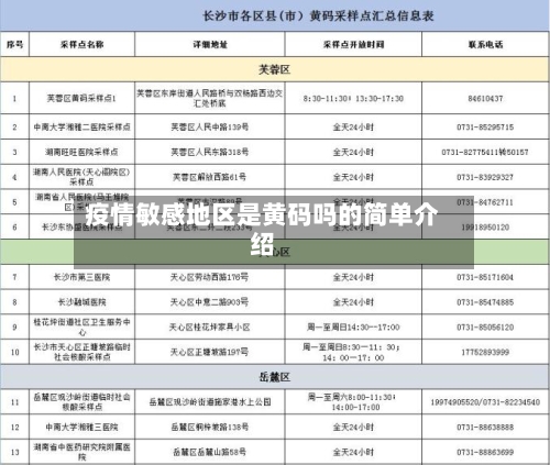 疫情敏感地区是黄码吗的简单介绍